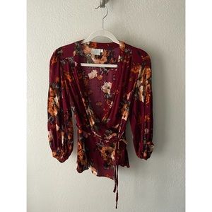 Anthropologie Floral Wrap Top - 10